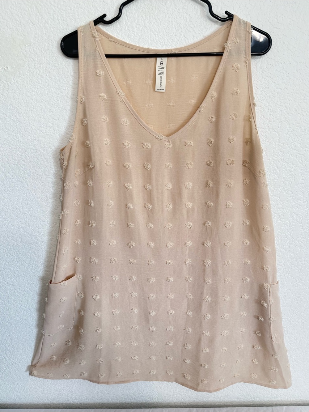 Tan Polkadot Dress w/Pockets